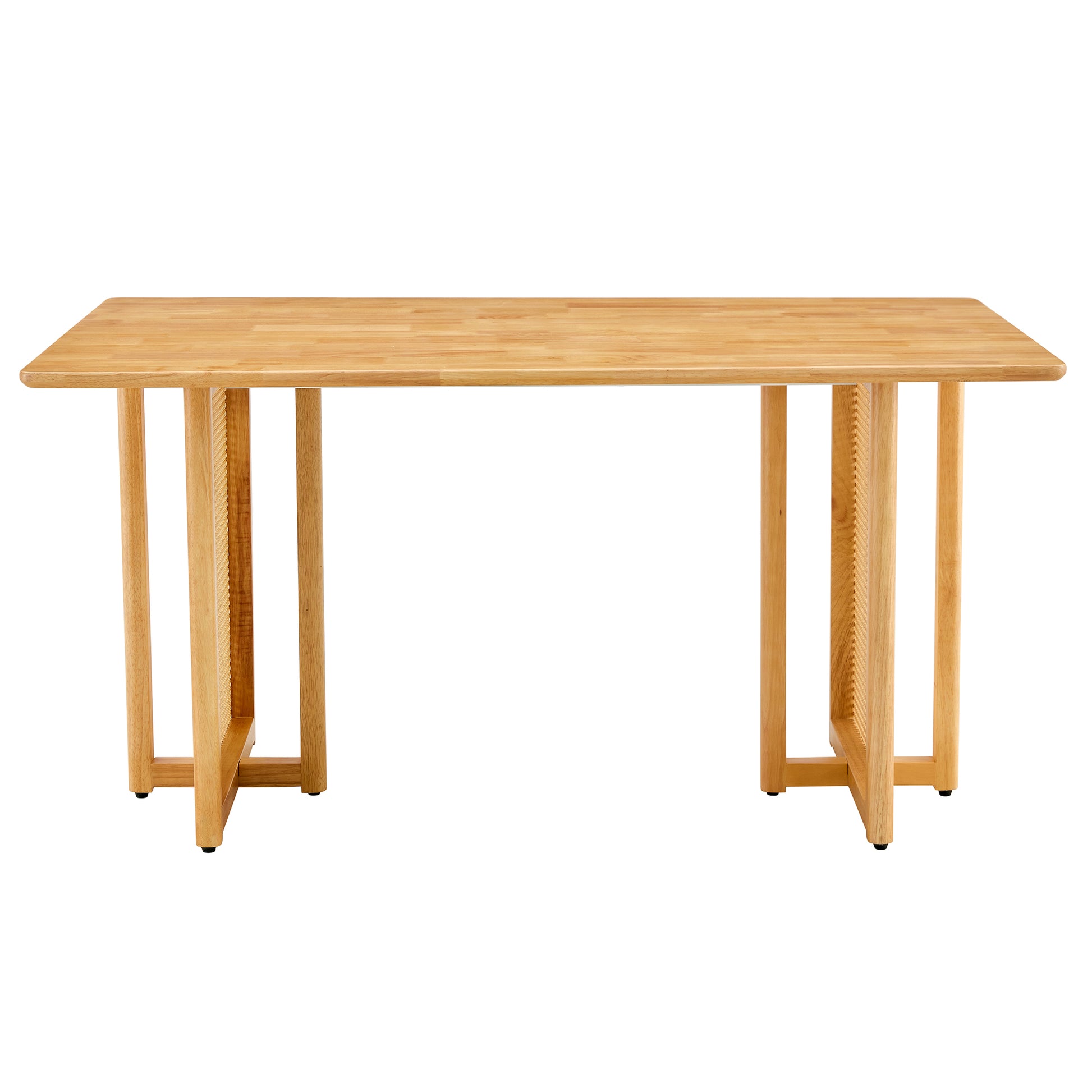Chinese Country Retro Solid Wood Dining Table, Simple Modern Imitation Rattan Dining Table, Wooden Dining Table, Desk. Suitable For Dining Room, Living Room, Office Wood Rubber Wood