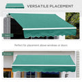 Outsunny 10' X 8' Retractable Awning, Patio Awnings, Sunshade Shelter W Manual Crank Handle, Uv & Water Resistant Fabric And Aluminum Frame For Deck, Balcony, Yard, Green Green Aluminum