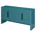 4 Door Large Storage Retro Sideboard With Adjustable Shelves And Long Handles For Kitchen, Dining Room And Living Room Antique Blue Antique Blue Mdf