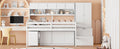Full Size Wooden Loft Bed Big Storage With Under Bed Desk, With Drawers, With Shelves, White Full White Plywood