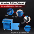Tool Chest, 5 Drawer Rolling Tool Storage Cabinet With Detachable Top Tool Box, Liner, Universal Lockable Wheels, Adjustable Shelf, Locking Mechanism, Metal Tool Cart For Garage Workshop Blue Steel
