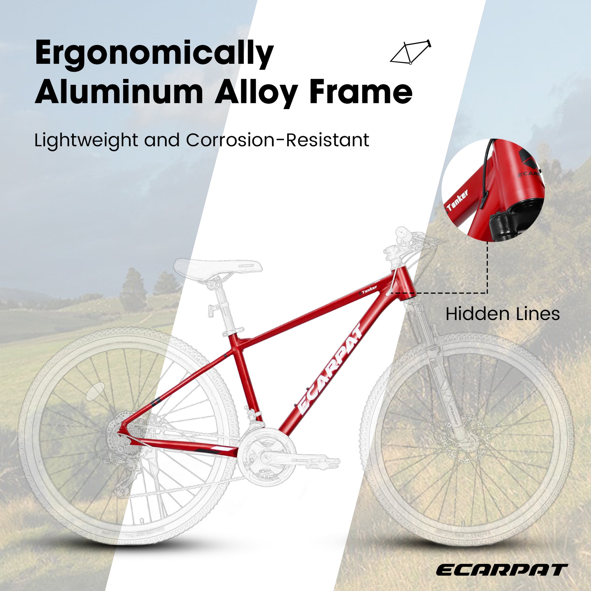 A27312 Mountain Bike 27.5 Inch Wheels, 21 Speed Mens Womens Trail Commuter City Mountain Bike, Aluminium Frame Disc Brakes Thumb Shifter Front Fork Bicycles Cycling Red Without Durable Garden & Outdoor Classic Multifunctional Polyurethane Foam Aluminum