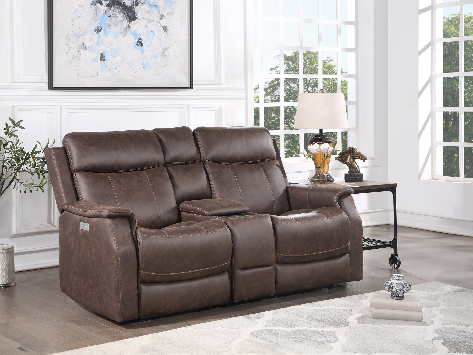 Valencia 3 Piece Dual Power Reclining Living Room Set Dark Brown Dark Brown Faux Leather