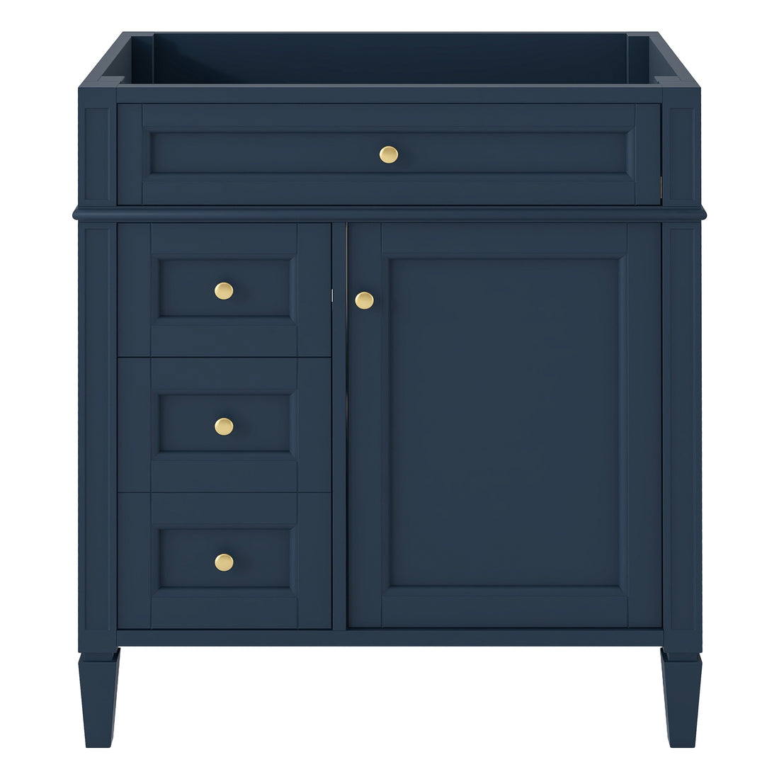 30'' Bathroom Vanity Without Top Sink, Modern Bathroom Storage Cabinet With 2 Drawers And A Tip Out Drawer Not Include Basin Blue Bathroom Solid Wood Mdf