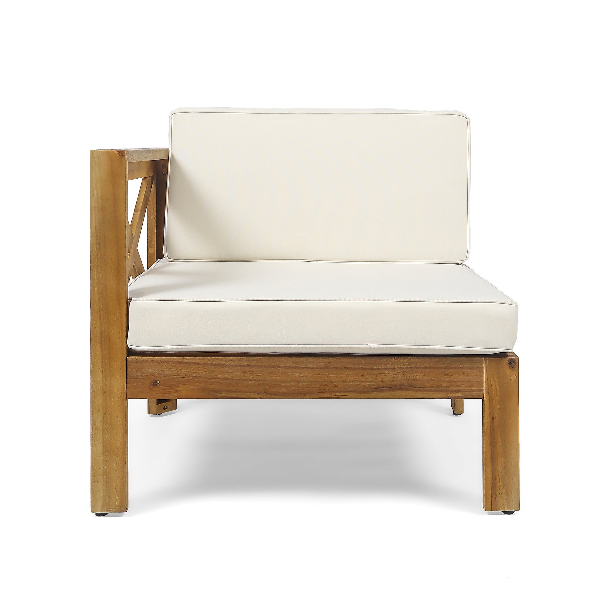 Alcove Lshape Sofa Set, Beige Beige Seats 4 Acacia Wood