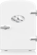 9 Cans Compact Mini Fridge, Warmer And Cooler Portable Refrigerator With Observation, Freon Free & Eco Friendly, 6L With Window, White White Polypropylene