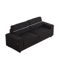 86.5 Inch Sofa Couch Deep Seat Sofa With Two Storage Spaces, T Pyce Charging Portsusb Charging Ports & 2 Cup ,Corduroy 3 Seater Couch, Modern Sofas For Living Room Black Foam Corduroy 3 Seat