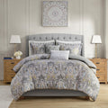 5 Piece Cotton Duvet Cover Set Grey King King Grey Cotton