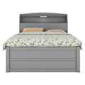 Full Size Wooden Led Platform Bed With Trundle, With Storage Headboard, With Drawers, Gray Full Gray Plywood