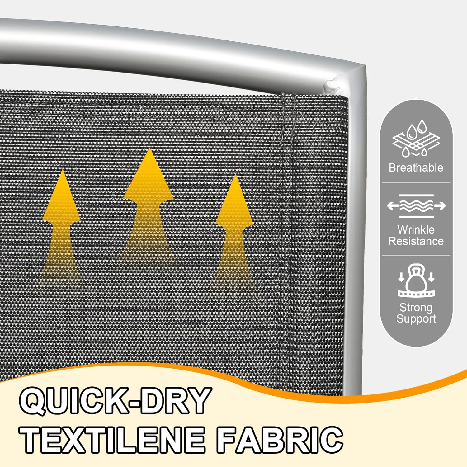 Patio Folding Chairs Set Of 2, Aluminium Frame Outdoor Reclining Patio Chairs For Garden Camping Poolside Beach Deck, Adjustable High Back Lawn Chairs With Soft Cotton Padded Seat, Dark Gray Dark Gray Aluminium