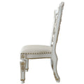 Ivory And Antique Pearl Side Chair With Trim Set Of 2 Solid Ivory Dining Room Side Chair Solid Back Set Of 2 Faux Leather