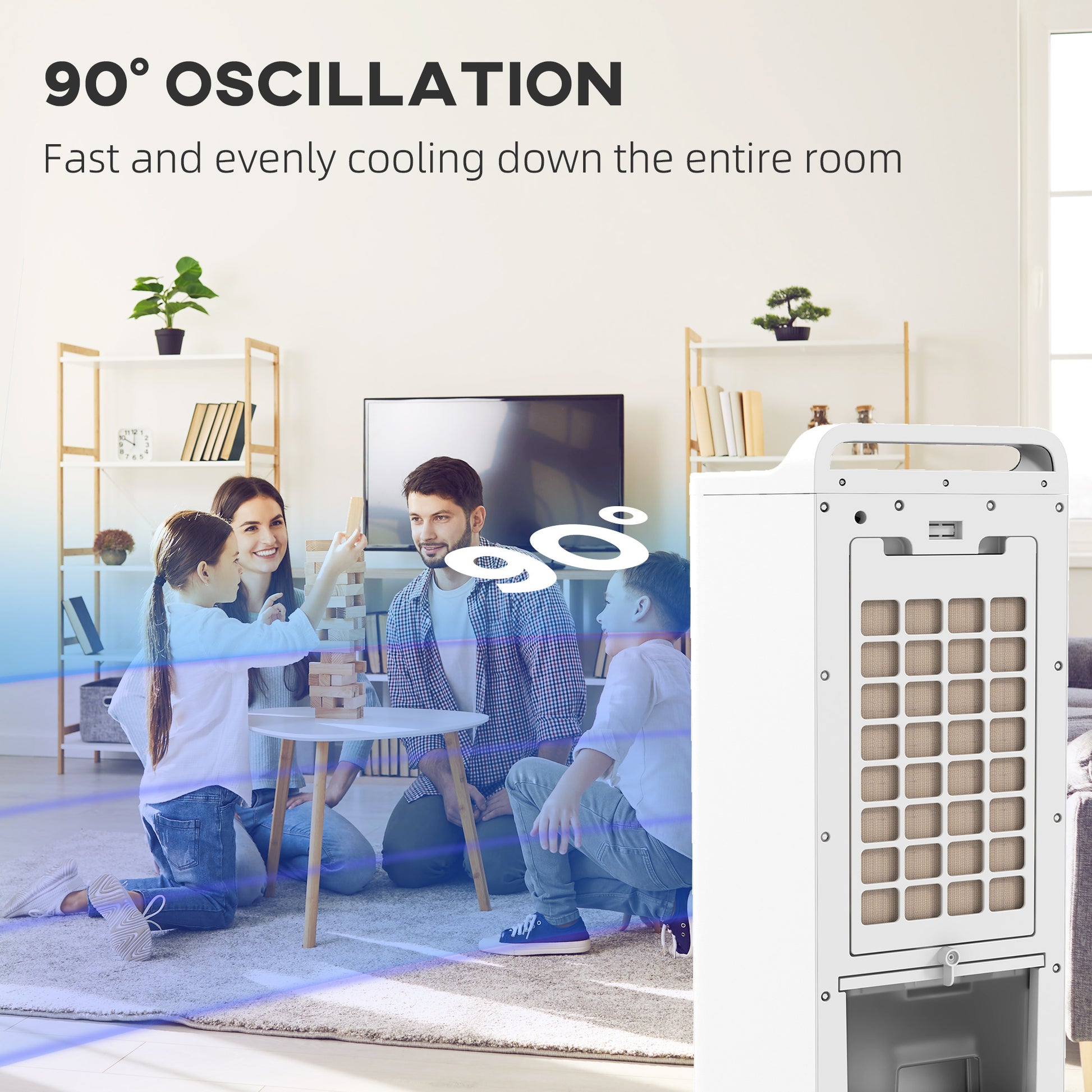 Homcom 26" Evaporative Air Cooler With Ice Packs, 3 In 1 Ice Cooling Fan, Portable Swamp Cooler With Water Tank, Timer, 90 Oscillating, Remote, For Home Office Bedroom White Abs