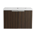 30 Inch Bathroom Vanity With Resin Sink,Soft Close Doors,Float Mounting Design Silver Brown Stripe Bathroom Modern Plywood Plywood