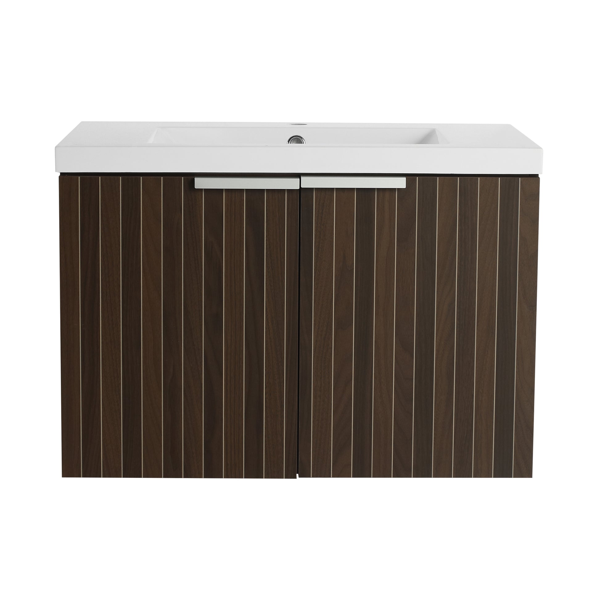 30 Inch Bathroom Vanity With Resin Sink,Soft Close Doors,Float Mounting Design Silver Brown Stripe Bathroom Modern Plywood Plywood