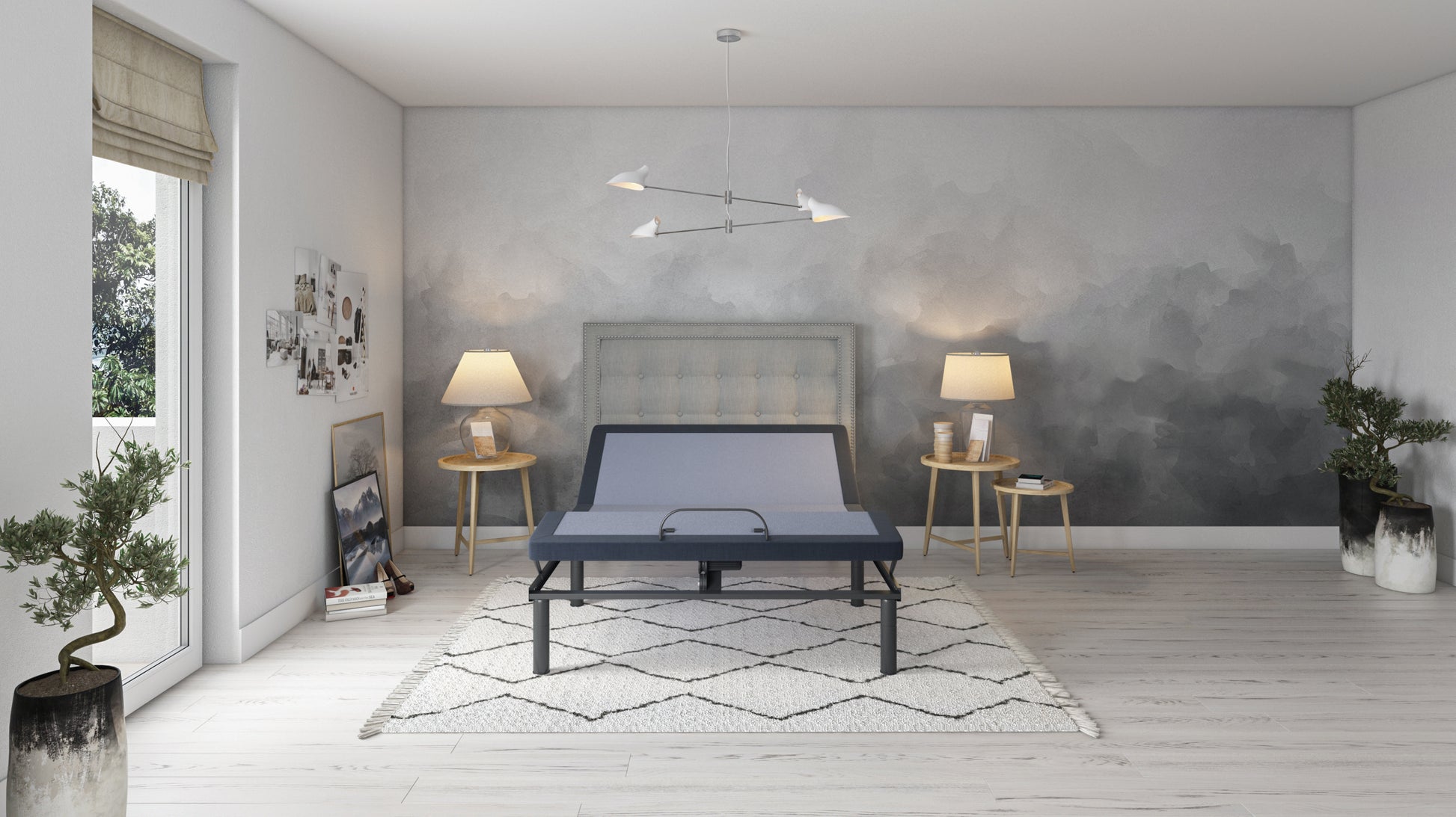 Bt3000 King Adjustable Bed Base With Head And Foot Position Adjustment Box Spring Not Required King Blue Grey Steel