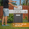 Propane Grill 3 Burner Barbecue Grill Stainless Steel Gas Grill With Side Burner And Cover For Outdoor Bbq, Camping Silver Garden & Outdoor Stainless Steel