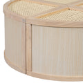 Round To Square Block Modular Coffee Table Light Natural Rattan With Storage 4 Piece Light Natural Rubber Wood