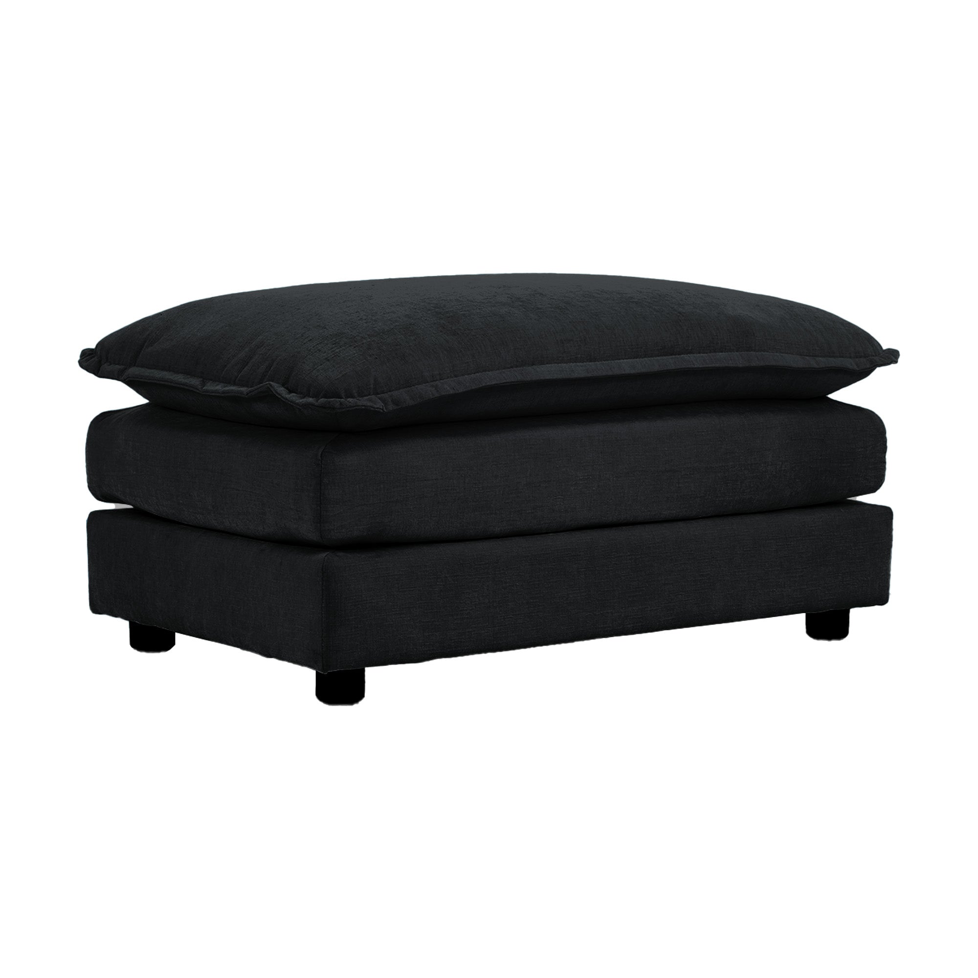 Chenille Fabric Ottomans Footrest To Combine With 2 Seater Sofa, 3 Seater Sofa And 4 Seater Sofa, Black Chenille Black Chenille 1 Seat