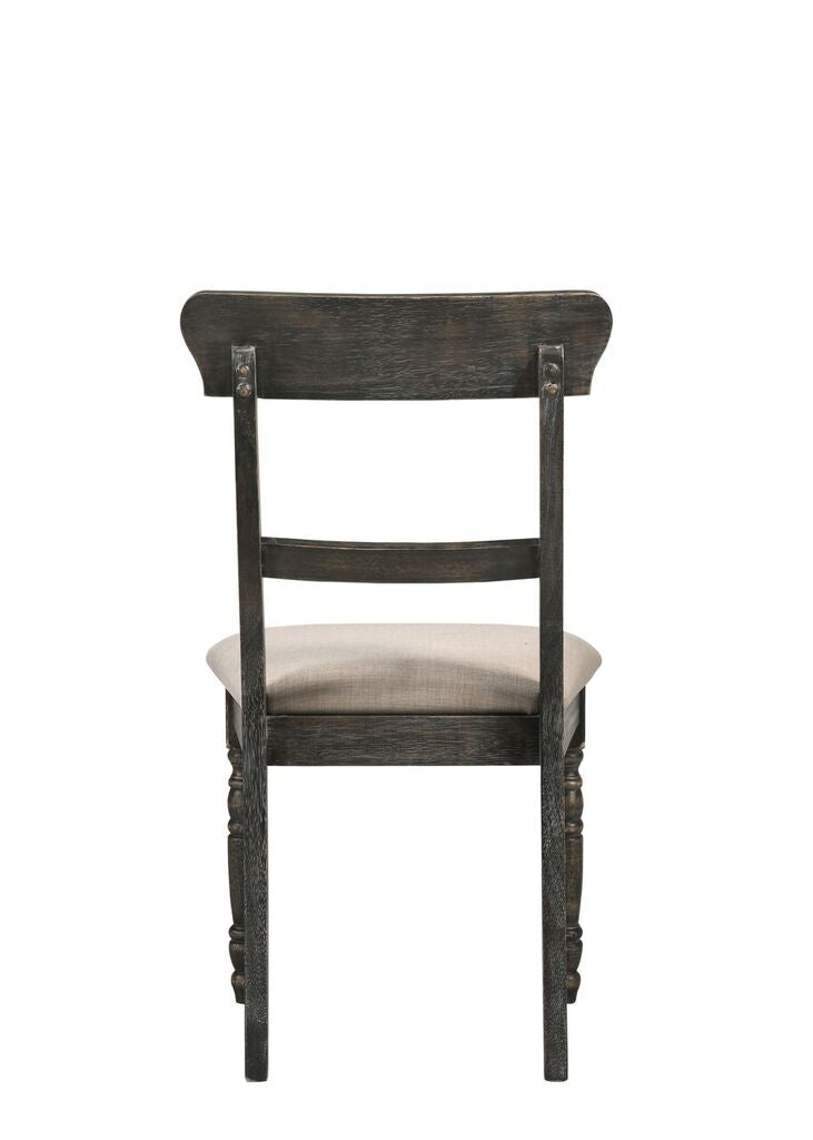Leventis Light Brown Linen Weathered Gray Finish Side Chair Set Of 2 Light Brown Linen