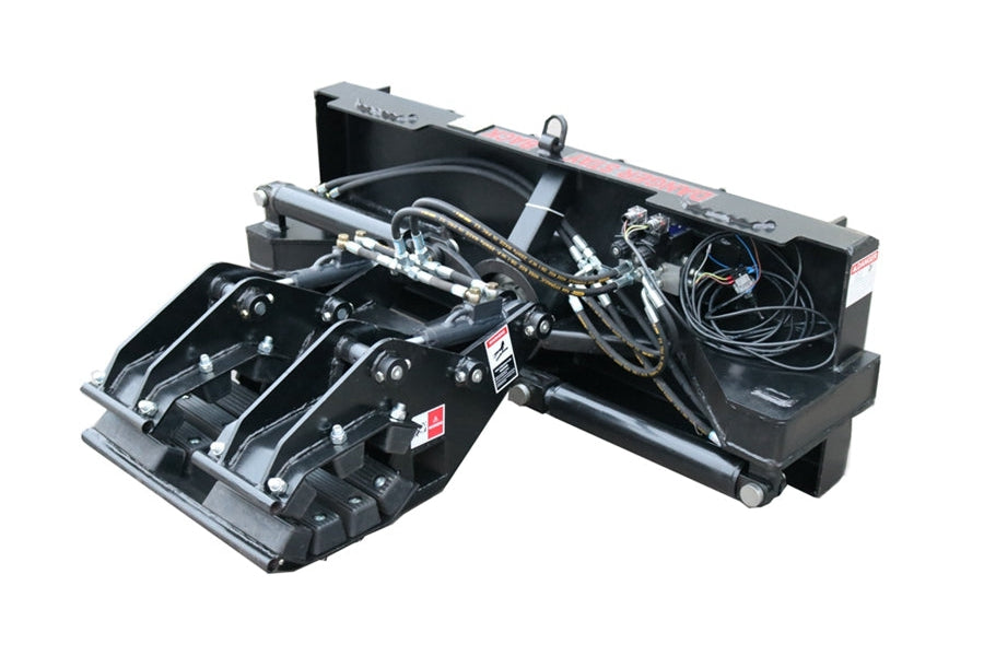Skid Steer Double Cylinder Hydraulic Pole Setter Pole Claw Attachment Rotating Black Steel