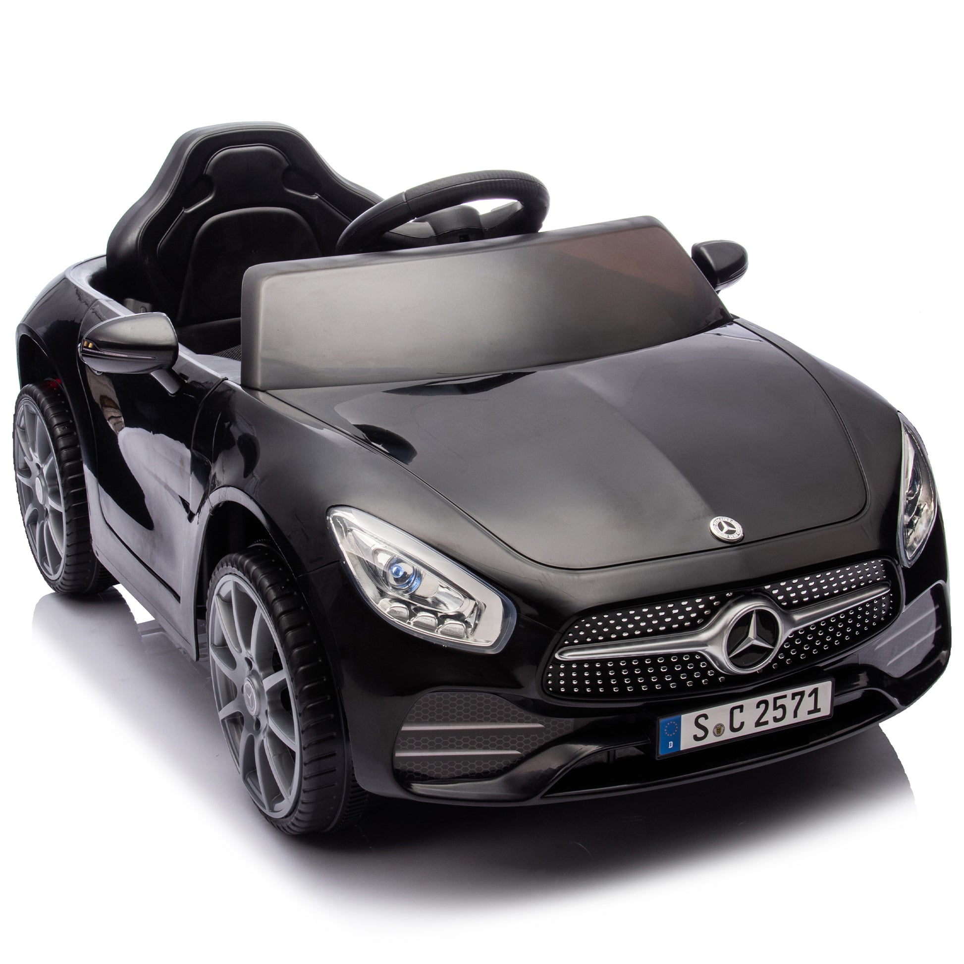 Licensed Mercedes Benz Cls 350,12V Kids Ride On Toy Car W Parents Control,2Wd,Four Wheel Suspension,Music,Bluetooth,Led Light,Usb,Power Display,Volume Adjustment,Speeds 1.24 3.11Mph For Kids Aged 2 4. Black 50 99 Lbs Polypropylene
