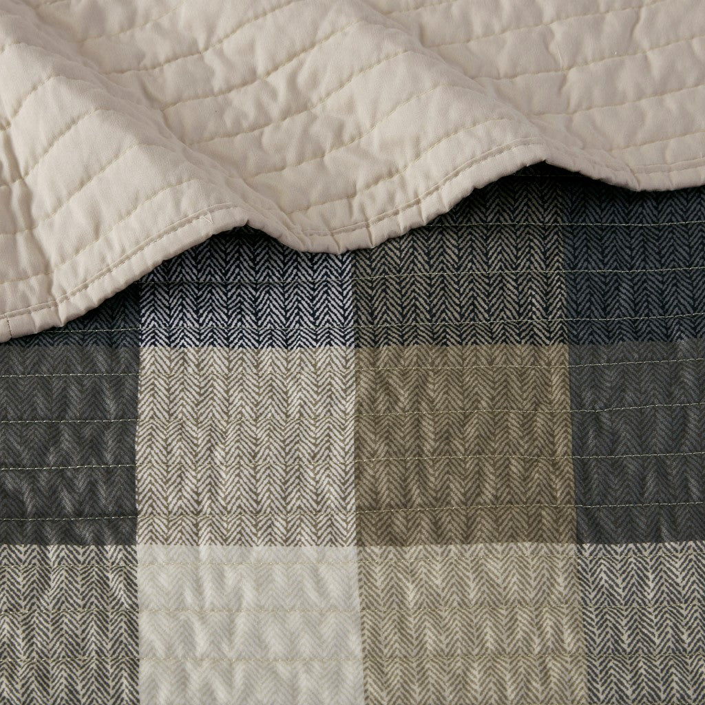 6 Piece Reversible Plaid Daybed Cover Set Neutral Daybed Multicolor Polyester