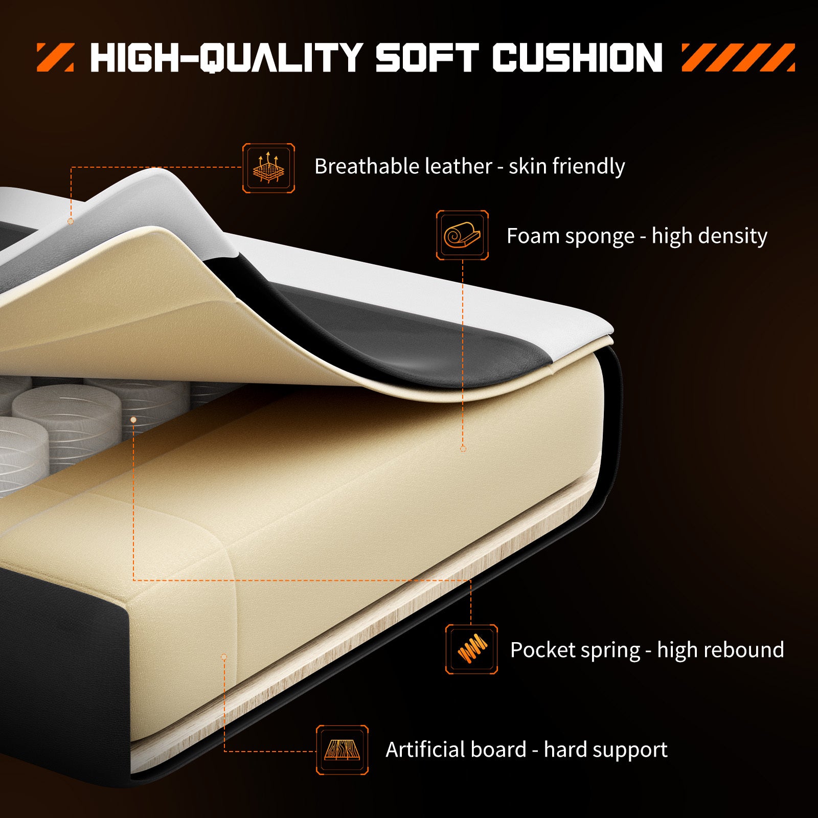 Video Game Desk Chair Ergonomic Computer With Footrest And Comfy Lumbar Support, Pu Leather Recliner With Headrest, Fixed Up Armrest, Height Adjustable With 360 Swivel, For Adults, White Black White Faux Leather