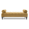 Lewis Bolster Arm Entryway Bench, Gold Velvet Yellow Foam Velvet