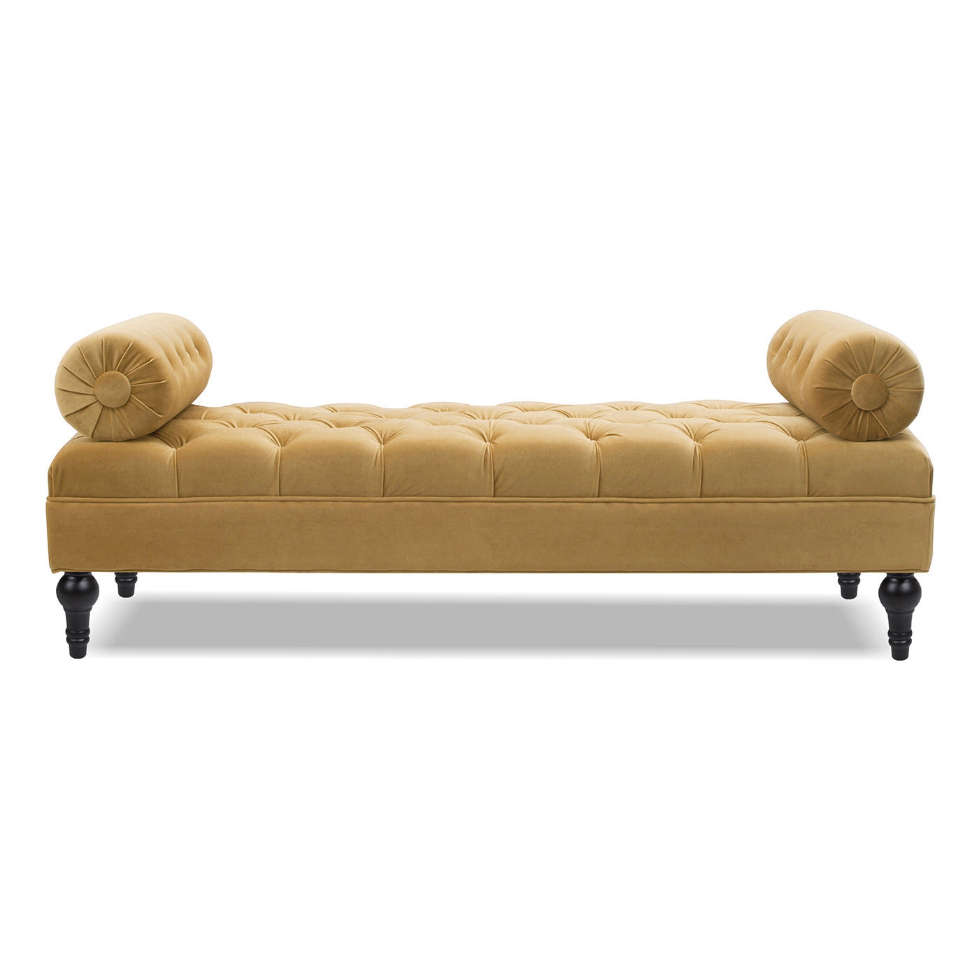 Lewis Bolster Arm Entryway Bench, Gold Velvet Yellow Foam Velvet