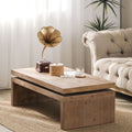 Natural Wood Living Room Table Versatile Coffee Table 2 Tiered Wood Tabletop Table 47.6