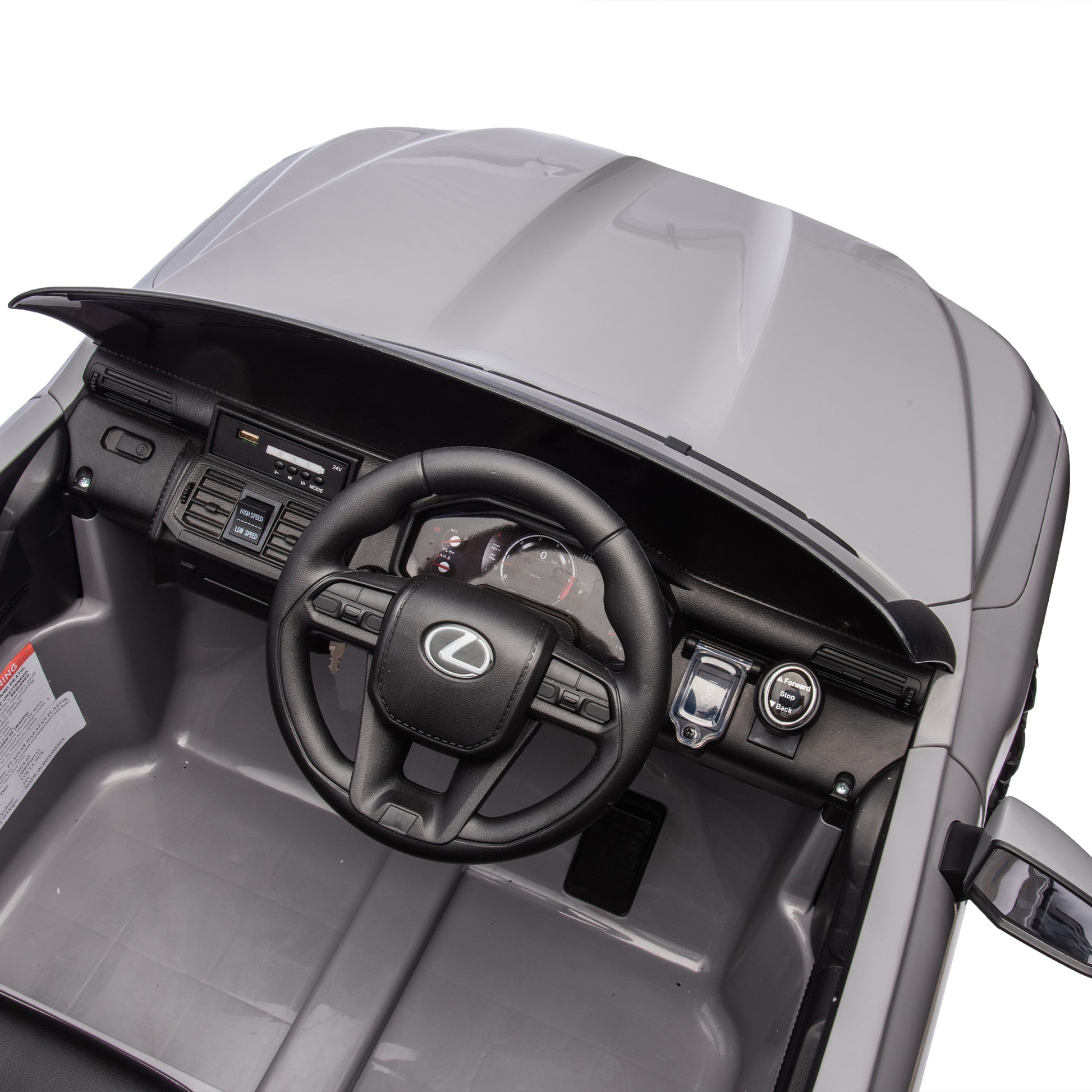 Licensed Lexus Lx600 24V Two Seater Kids Ride On Car W Parents Control,Seat Width 20 Inches,2Wd,Four Wheel Suspension,Bluetooth,Mp3,Music,Adjustable Volume,Power Display,Speeds 1.86 3.11Mph For Kids. Gray Polypropylene