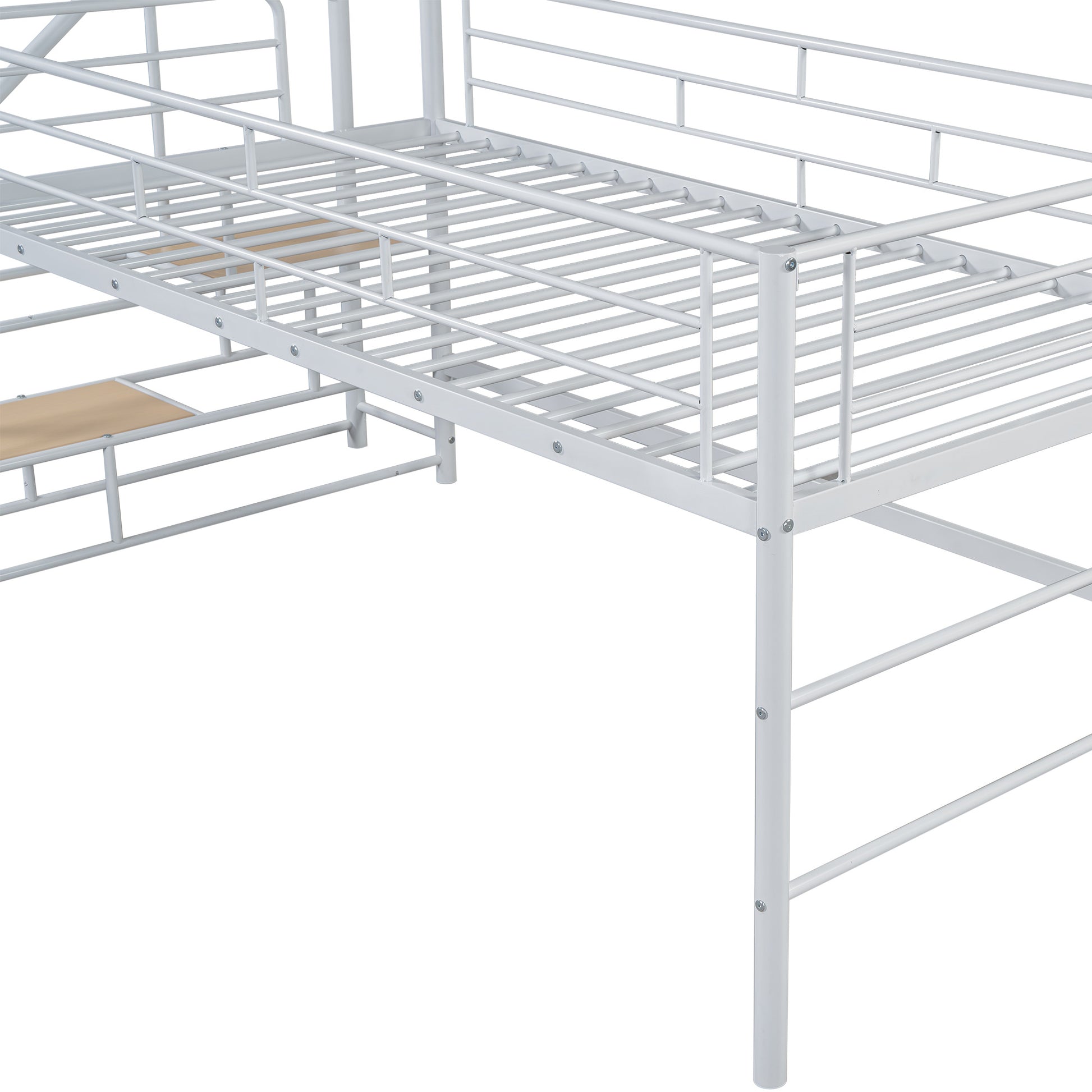 Mid Loft Bed With Storage Stairs, Twin, White Twin White Mdf Metal