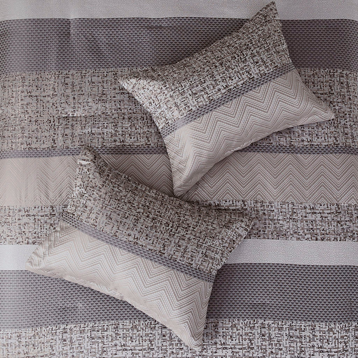 7 Piece Jacquard Comforter Set Grey Taupe Cal King California King Grey Taupe Polyester