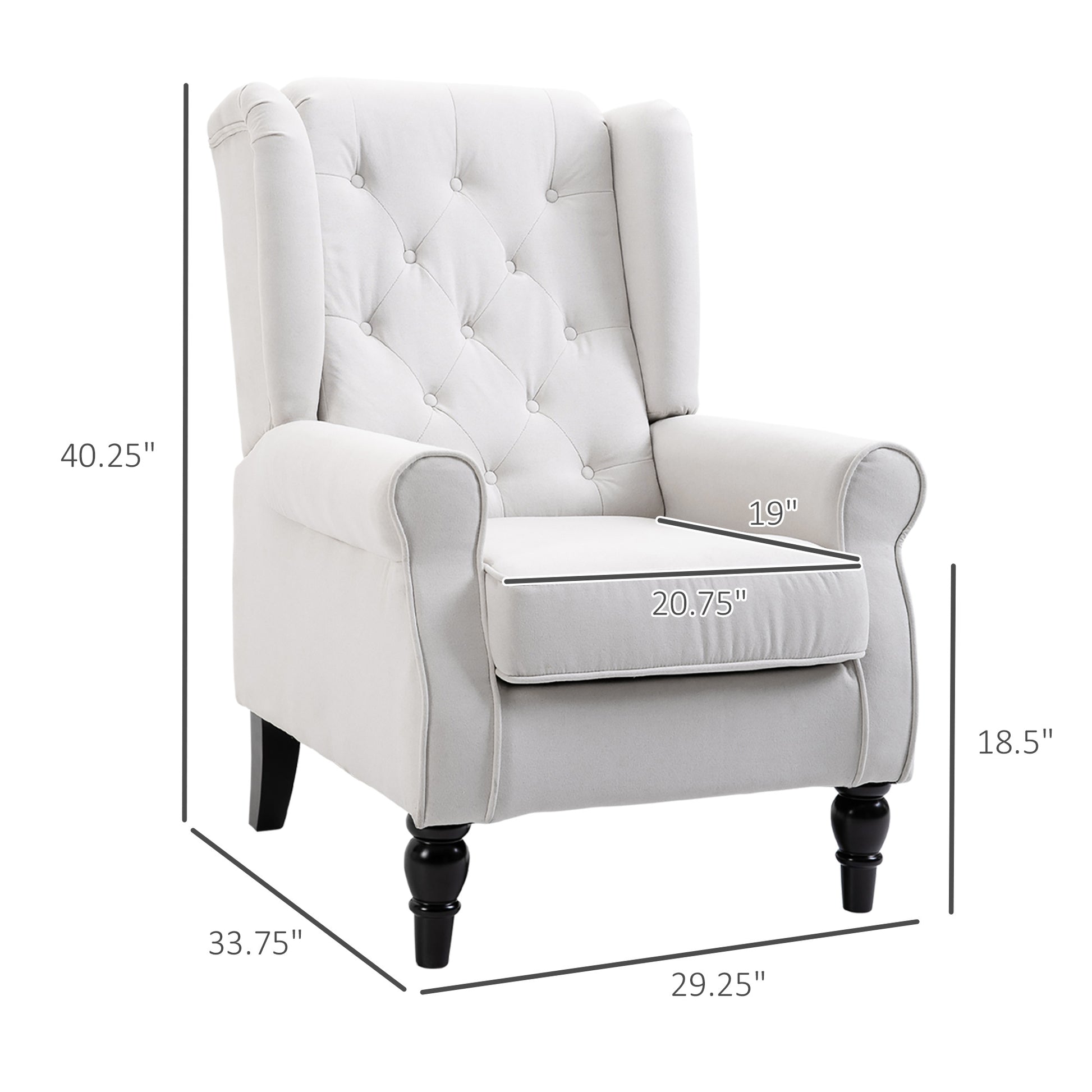 Homcom Button Tufted Accent Chair With High Wingback, Rounded Cushioned Armrests And Thick Padded Seat, Cream White Cream White Fabric