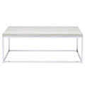 Light Oak And Chrome Coffee Table With Open Base Natural Primary Living Space Rectangular Wood Metal Sled