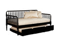 Black Wooden Twin Day Bed Unique Design Railing Headboard Platform Bed 1Pc Day Bed W Trundle Twin Black Wood Bedroom Antique,Classic,Traditional Solid Wood