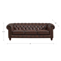Alton Bay Top Grain Leather Sofa Couch Brown Genuine Leather Wood Primary Living Space Medium Firm Tufted Back Mid Century Modern Eucalyptus Rolled Arms Down Filling Leather 3 Seat
