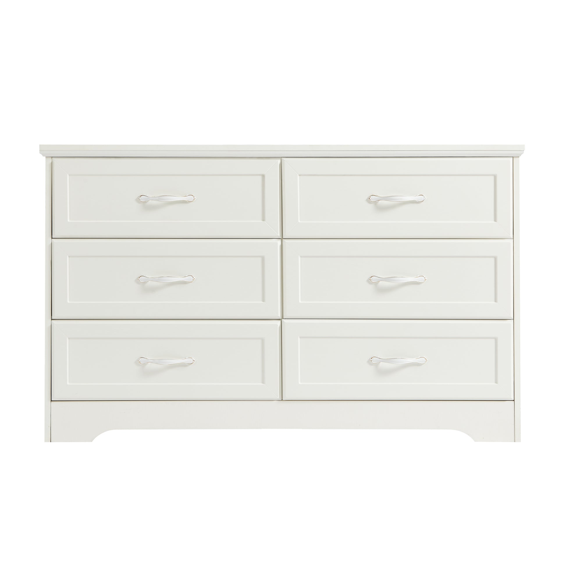 Modern 3 Drawer Bedroom Chest Of Drawers With 6 Drawers Dresser, Clothes Organizer Metal Pulls For Living Room, Bedroom, Hallway, White,47.6 L X 15.7 W X 28.9 H White Particle Board Mdf