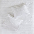 4 Piece 2 In 1 Duvet Set Queen White Cotton