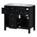 36'' Bathroom Vanity With Resin Sink Combo, Solid Wood Frame Bathroom Storage Cabinet, Freestanding Vanity Set With 5 Drawers& Soft Closing Doors Same As Sw000141Aab Black Bathroom Solid Wood Mdf Resin