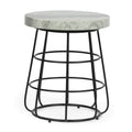 Side Table Black White Marble Metal