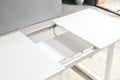 White Color,Square Extendable Dining Table With Metal Leg,Modern Space Saving Kitchen Table For Living Room 70.86