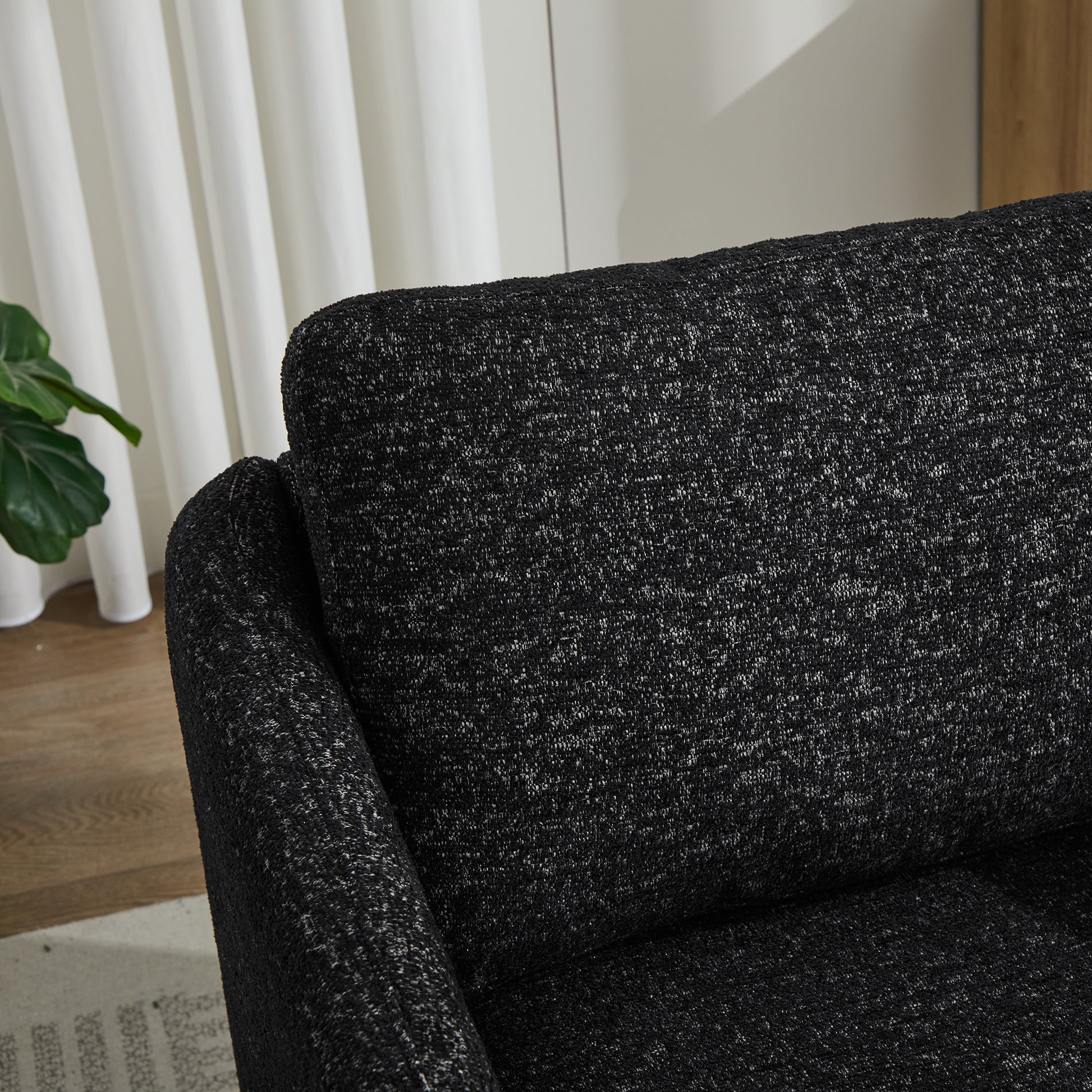 31.5"W Swivel Accent Chair And Comfy Round Accent Single Sofa Chair, 360 Degree Club Chair, Lounge Armchair For Living Room,Bedroom.Nursery.Black Gray Chenille Black Gray Chenille