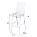 Clear And Chrome Armless Counter Height Chair Set Of 2 Clear Dining Room Contemporary Solid Back Set Of 2 Wood Plastic
