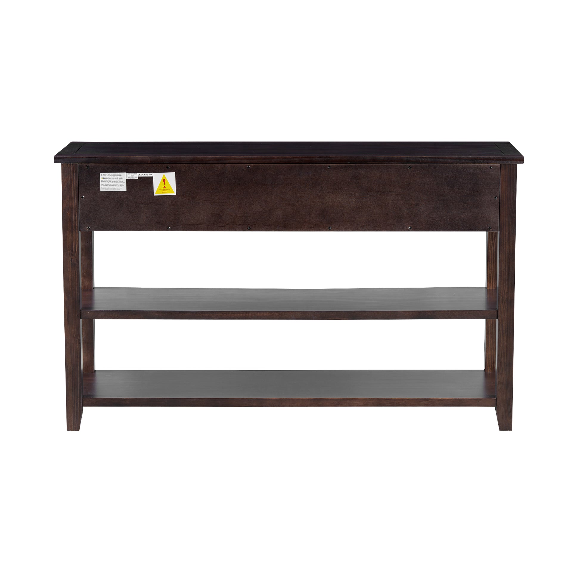 Retro Design Console Table With Two Open Shelves, Pine Solid Wood Frame And Legs For Living Room Espresso Espresso Solid Wood Mdf