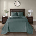 3 Piece Reversible Bedspread Set Balsam Green King Green Polyester