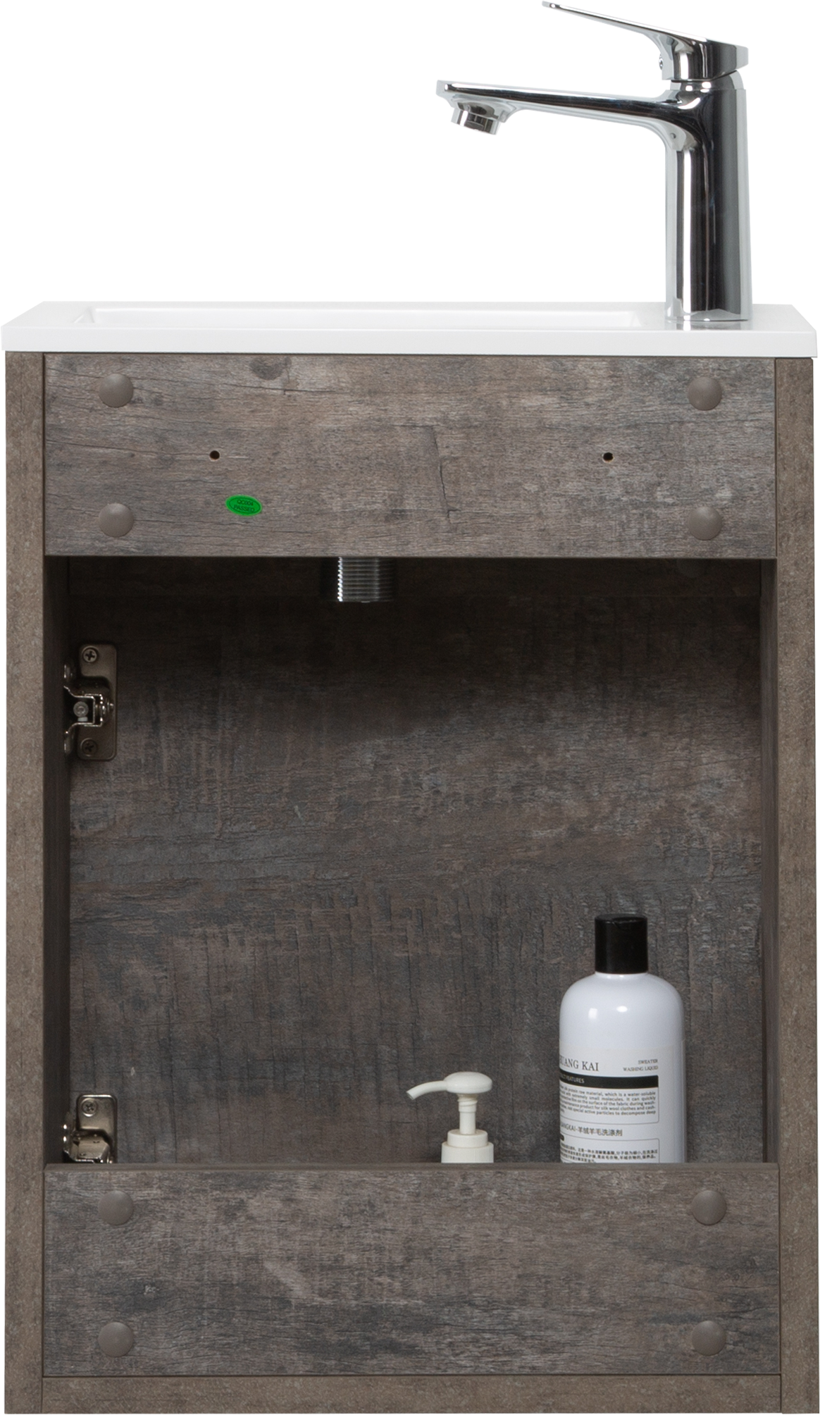 16" Floating Bathroom Vanity With Sink, Wall Mounted Small Bathroom Storage Vanity Cabinet With Resin Top Basin And Soft Close Doors, Dark Birch 24V11 16Db Grey Bathroom Plywood
