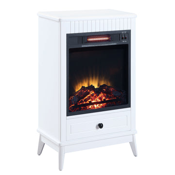 White Fireplace With 1 Drawer Electric White Primary Living Space Poplar Wood