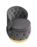 360 Degree Swivel Cuddle Barrel Accent Storage Chairs Gray Velvet