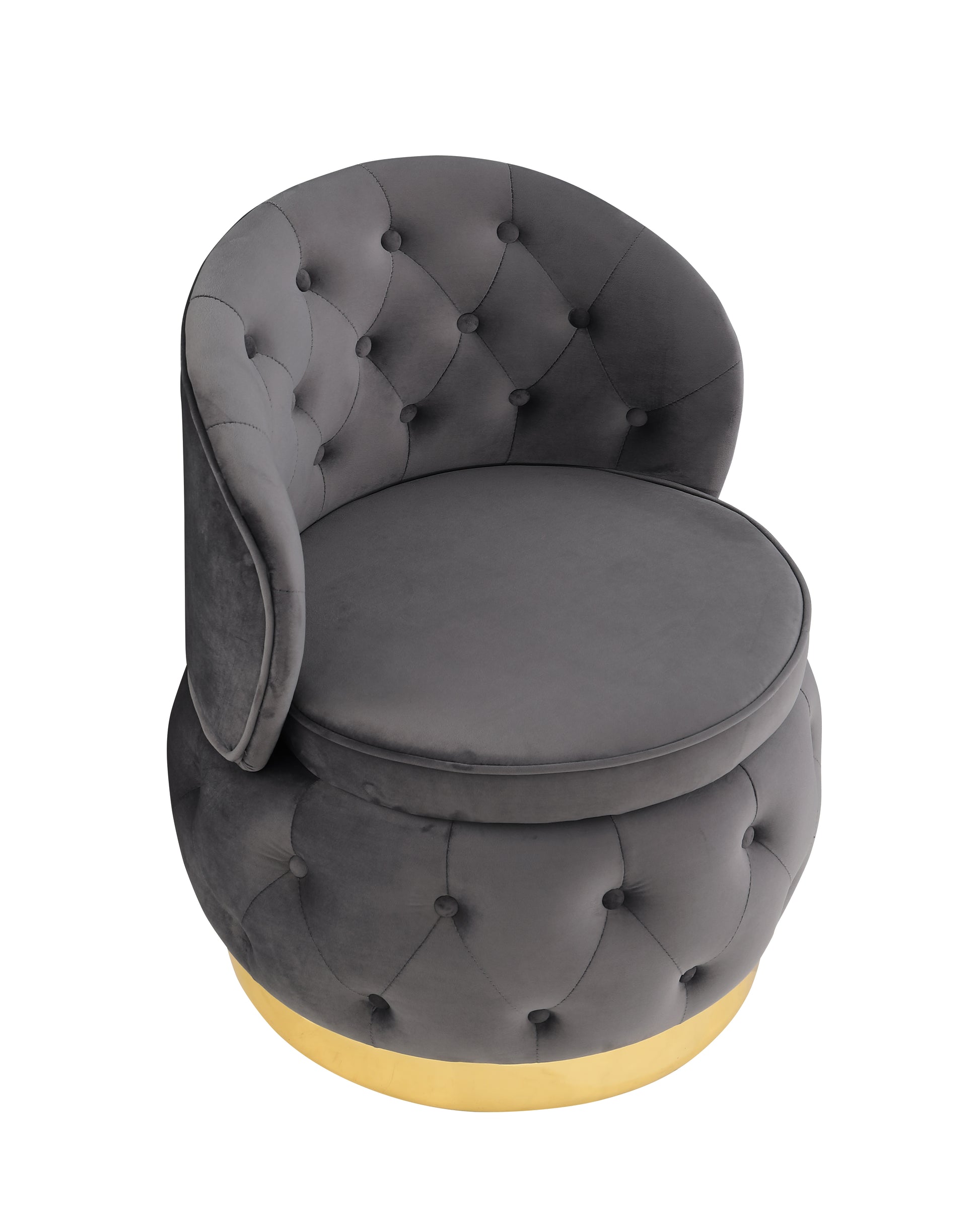 360 Degree Swivel Cuddle Barrel Accent Storage Chairs Gray Velvet
